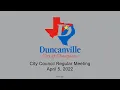 Duncanville TX City Council Regular Meeting for April 5 2022
