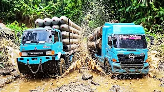 DUET SENGIT Truk Fuso TRAILER 220Ps Vs Truk Hino TRAILER 500 Uji NYALI Truk OFROAD Miniatur Truk Rc