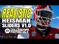 CFB 27 Most Realistic Heisman Slider Settings