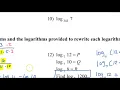Test C 01 to 10 Evaluate Logarithmic Expressions Without a Calculator
