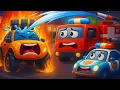 Download Lagu The Fire Truck Help Police Car !! Ambulance Lila Saves the Day  | Wheelcity Cartoon