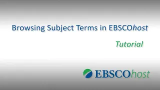Browsing Subject Terms in EBSCOhost Databases