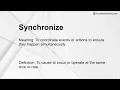 Synchronize Meaning