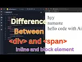 Inline vs Block Elements in HTML div tag span tag p tag HTML Tutorial for Beginners