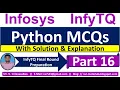 InfyTQ Python MCQs InfyTQ 2023 Python Python MCQs Solution Explanation 2023 Batch Part-16