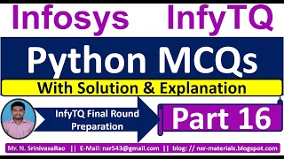 InfyTQ Python MCQs InfyTQ 2023 Python Python MCQs Solution Explanation 2023 Batch Part-16