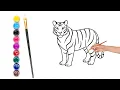 Tiger easy coloring page for kids page color art