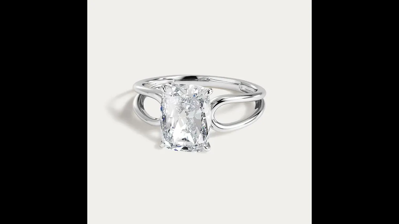 Agatha丨Elongated Cushion Lab Diamond Open Gallery Solitaire Engagement Ring