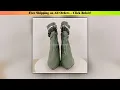 Green Metal Chain Cutout Back Pointed Toe Short Boots Women Pointed Toe Stiletto Ankle Boots