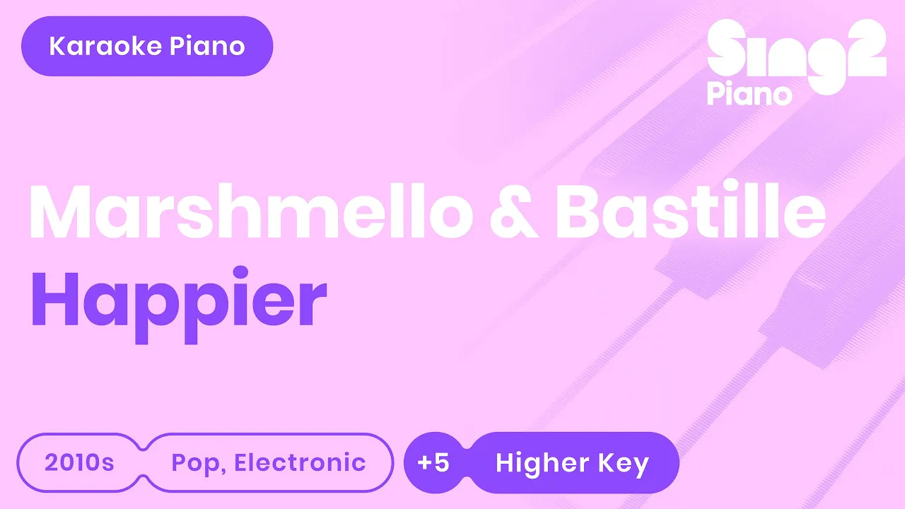 Marshmello, Bastille - Happier (Higher Key) Piano Karaoke