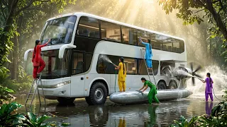 5 Sisters Built the World’s First Floating Double Decker Bus! 😱🚍🌊
