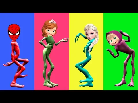 Download MP3 Funny Alien Dance Disney Princess Frozen Elsa Spiderman Sofia Masha Learn Colors Rhymes for Kids