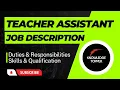 Teacher Assistant Job Description Teacher Assistant Duties and Responsibilities