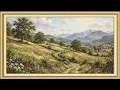 Beautiful Wild Daisy Hills Painting | Gold Frame TV Art | Spring Landscape Art 2 Hrs