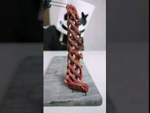 Wagyu Steak Accordion with Chimichurri Sauce and Potato Lattice #wagyu #steak #dinner
