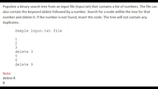 Tree delete JAVA Assignment part1 Tree Node Main class setup Data Stuct Algorithm Analysis