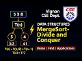 Merge Sort Explained Divide and Conquer Algorithm Time Complexity O n log n Vignan CSE Dept