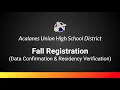 AUHSD Fall Registration