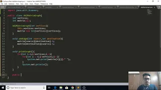 Graph implementation in Java using Adjacency Matrix representation