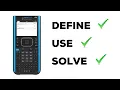 How to DEFINE USE and SOLVE functions on the TI-nspire CX II CAS graphics calculator