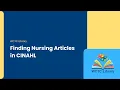 Finding Nursing Articles in CINAHL