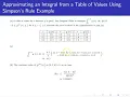 Approximating an Integral from a Table of Values Using Simpson s Rule Example