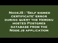 NodeJS Self signed certificate error during query the Heroku hosted Postgres database from the N