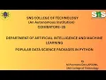 POPULAR DATA SCIENCE PACKAGES IN PYTHON-1 APPLIED MACHINE LEARNING SNS INSTITUTIONS