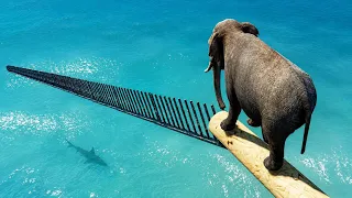 الفيل الاسطوري باركور 🐸 GTA 5 Legendary Elephant vs Nail Ramp Epic Parkour