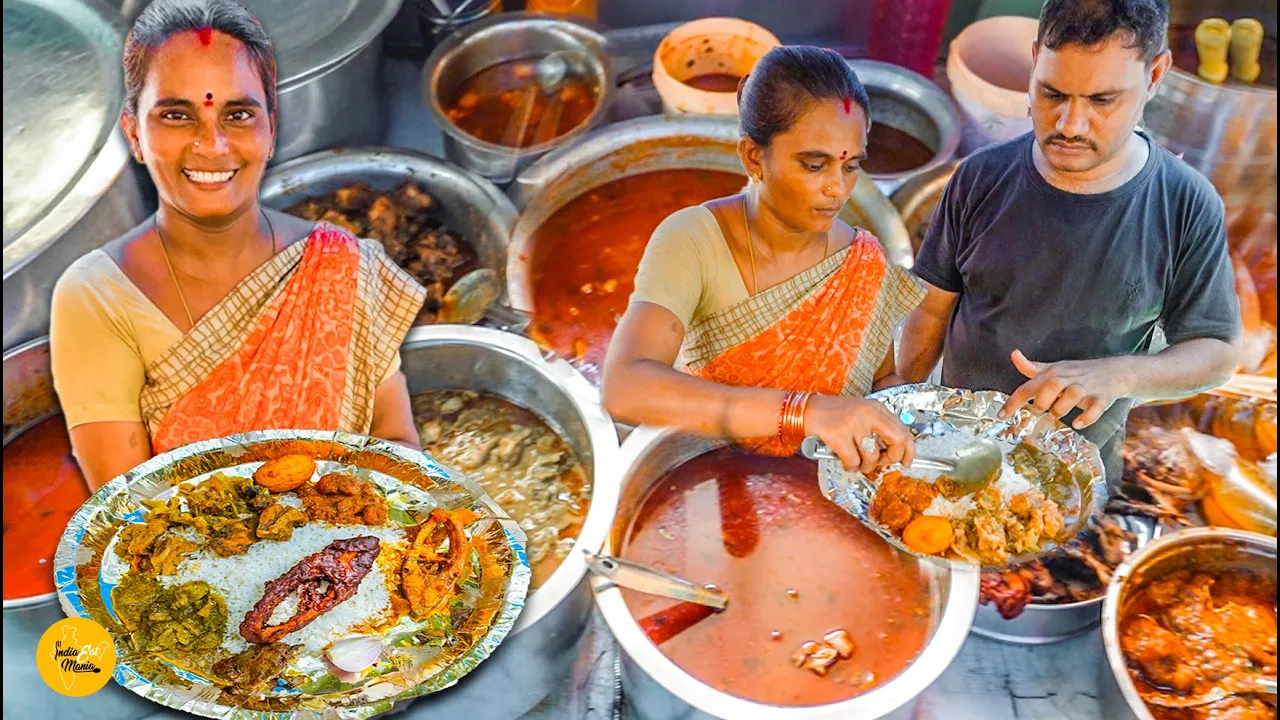 Hardworking Couple Selling Andhra Style Unlimited Cheapest Non Veg Thali Rs. 80 l Vizag Food Tour