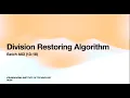 Division Restoring Algorithm -