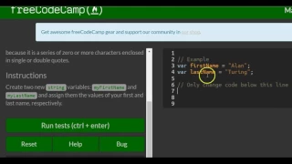 Declare String Variables freeCodeCamp Basic Javascript
