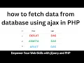 how to fetch data from database using ajax in php