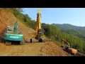 Download Lagu Construction Process To Build A New Road On A Steep Mountain Slope Using Excavator And Trucks