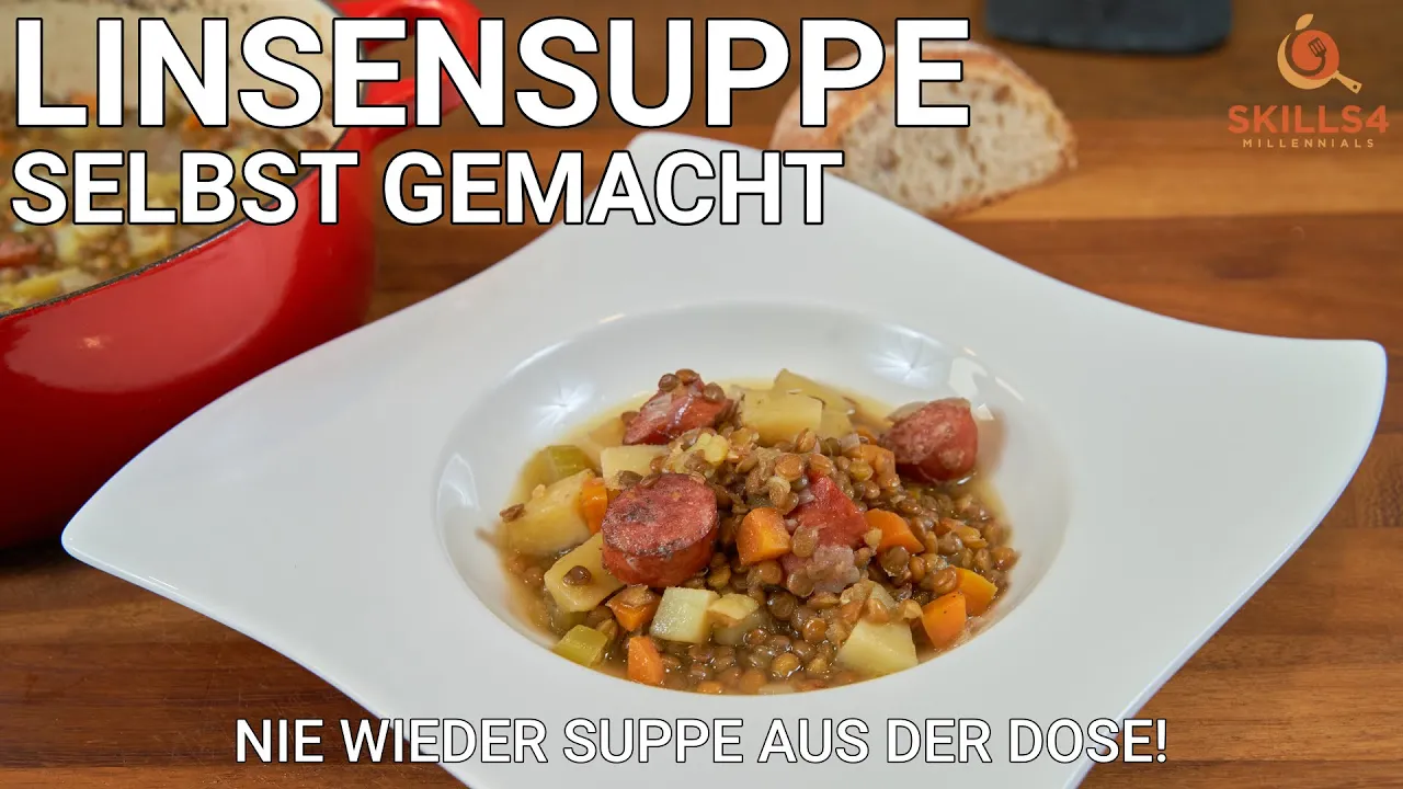 Deftige Erbsensuppe mit frischem Gemüse selber kochen - Omas Rezept