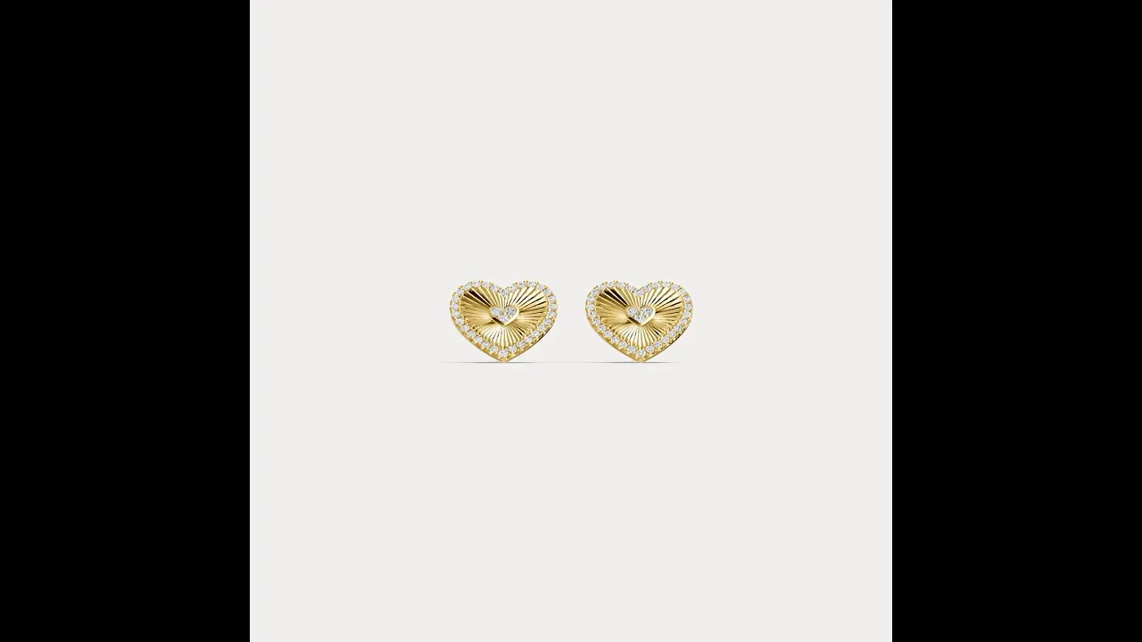 Fluted Heart Lab-Grown Diamond Accent Stud Earrings in Sterling Silver