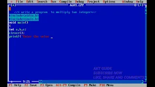 write a program to multiply two integers in c language c programming language bca akt guide
