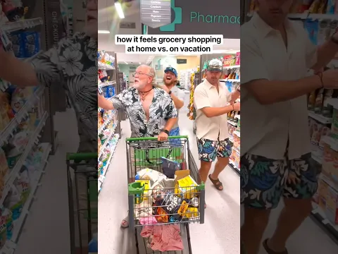 how it feels grocery shopping at home vs. on vacation 😂 #shorts
