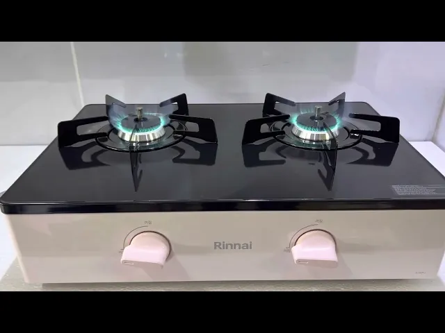 Rinnai เตาแก๊สวางบนเคาน์เตอร์ รุ่น BT62FJ หน้ากระจก โครงเตาสีชมพู