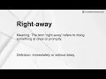 Right-away Meaning