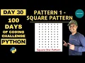 Pattern 1 - Square Pattern Python tutorials for beginners 100 days of Coding Challenge
