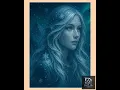 Nordic Snow Queen Digital Wall Art Blue Fantasy Woman Portrait Winter Aurora Printable Art