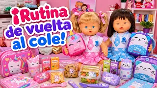ANI y ONA 🎒🥪 RUTINA de vuelta al COLE y merienda en el PARQUE  Vídeos de muñecas para niñas 👧🏼👧🏻💕