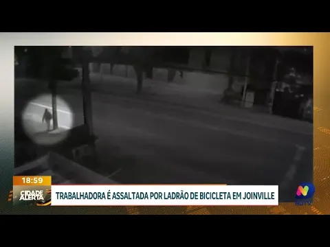 Assalto em Joinville: câmera flagra bandido de bicicleta atacando mulher