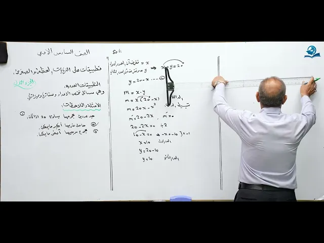 ⁣رياضيات السادس الادبي - الفصل الثالث - تطبيقات على النهايات العظمى والصغرى ج1