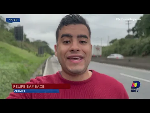 Acidente: motociclista perde o controle da direção e atinge ciclista próximo ao pórtico de Joinville