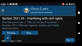 Interference With Civil Rights Law Ohio Revised Code Section 2921 45