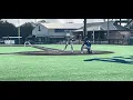 One hop double off the right field fence at Rice University Baseball Camp on 24 in Houston TX