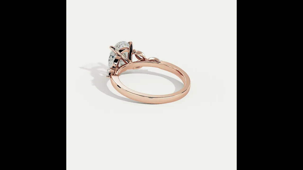 Odette丨Oval Lab-Grown Diamond Engagement Ring with Marquise Side Diamonds