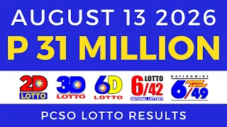 Lotto Result Today 9PM August 13 2026 PCSO